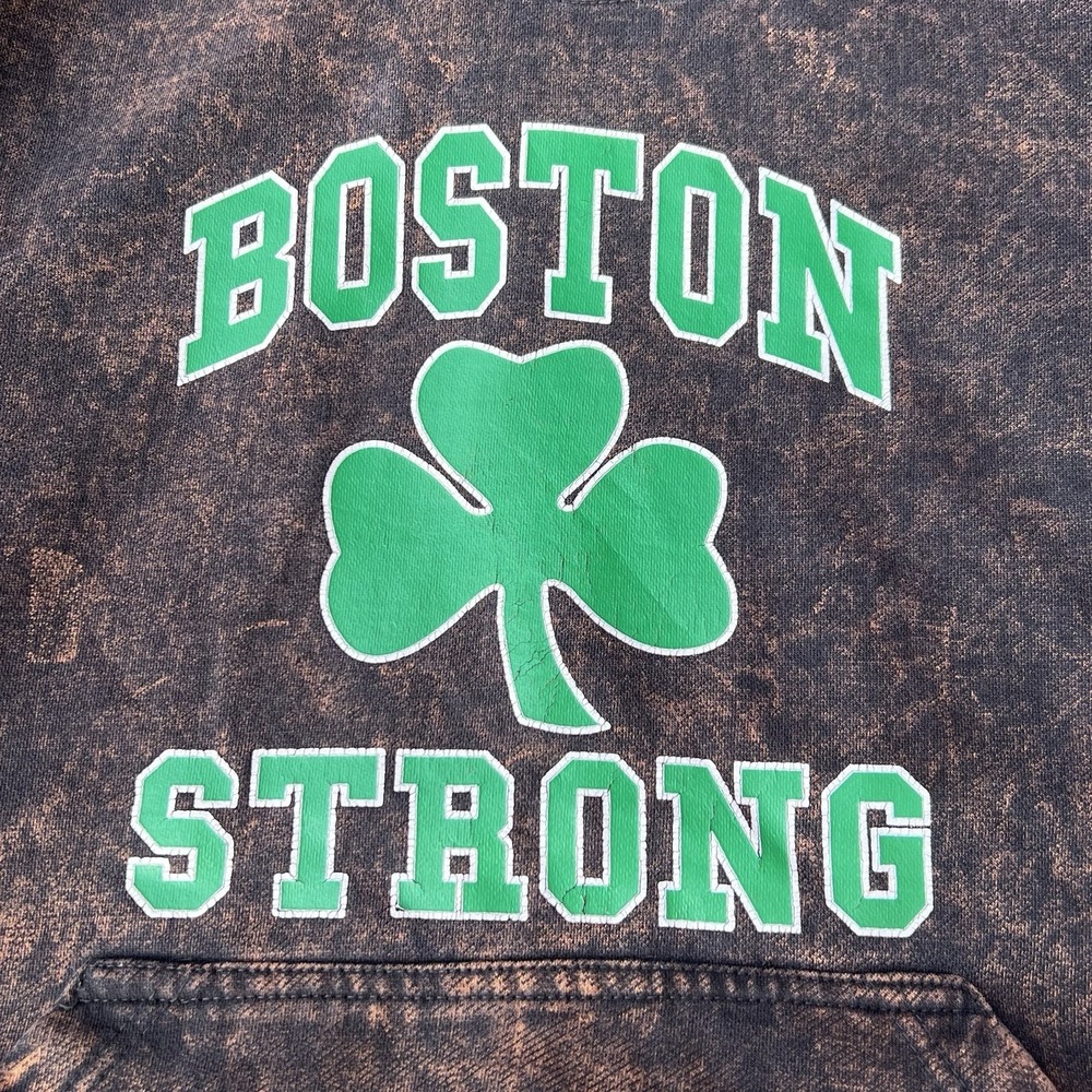 Hot Leathers Boston Strong Hoodie Men's Medium Black Bleached-Flaw - Picture 2 of 8
